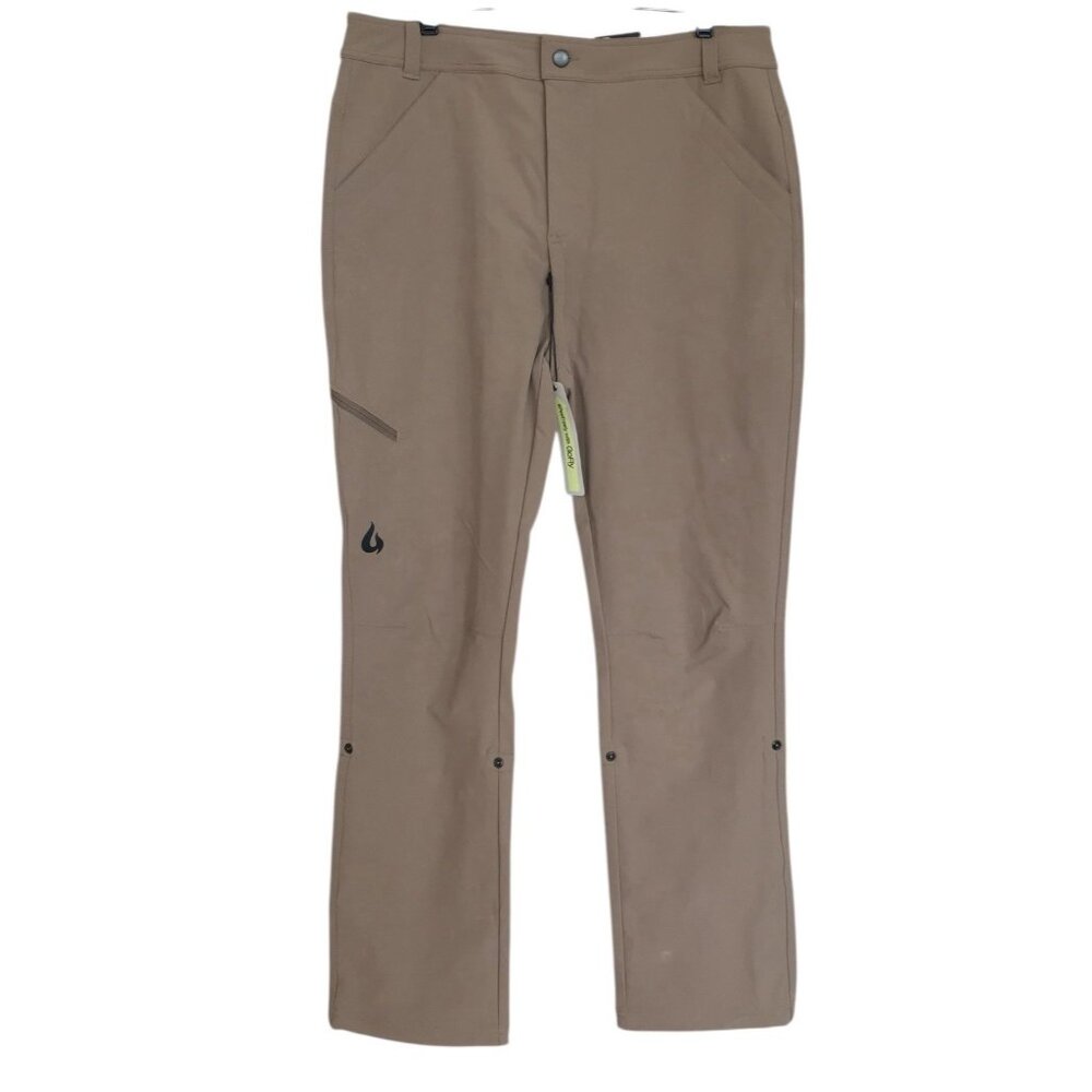 GNARA Women's Size 14 Go There Active Hiking Pants GOFLY Zipper Khaki Roll Tab‎